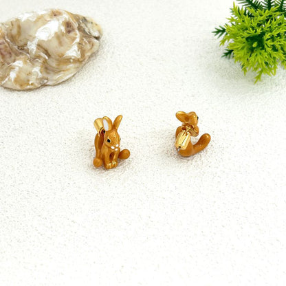 Enamel Earrings 24K Solid Gold Plated With Silver Needle