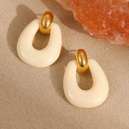 18k Gold Plated Resin Hoops Earrings Gorgeous Titanium Jewelry