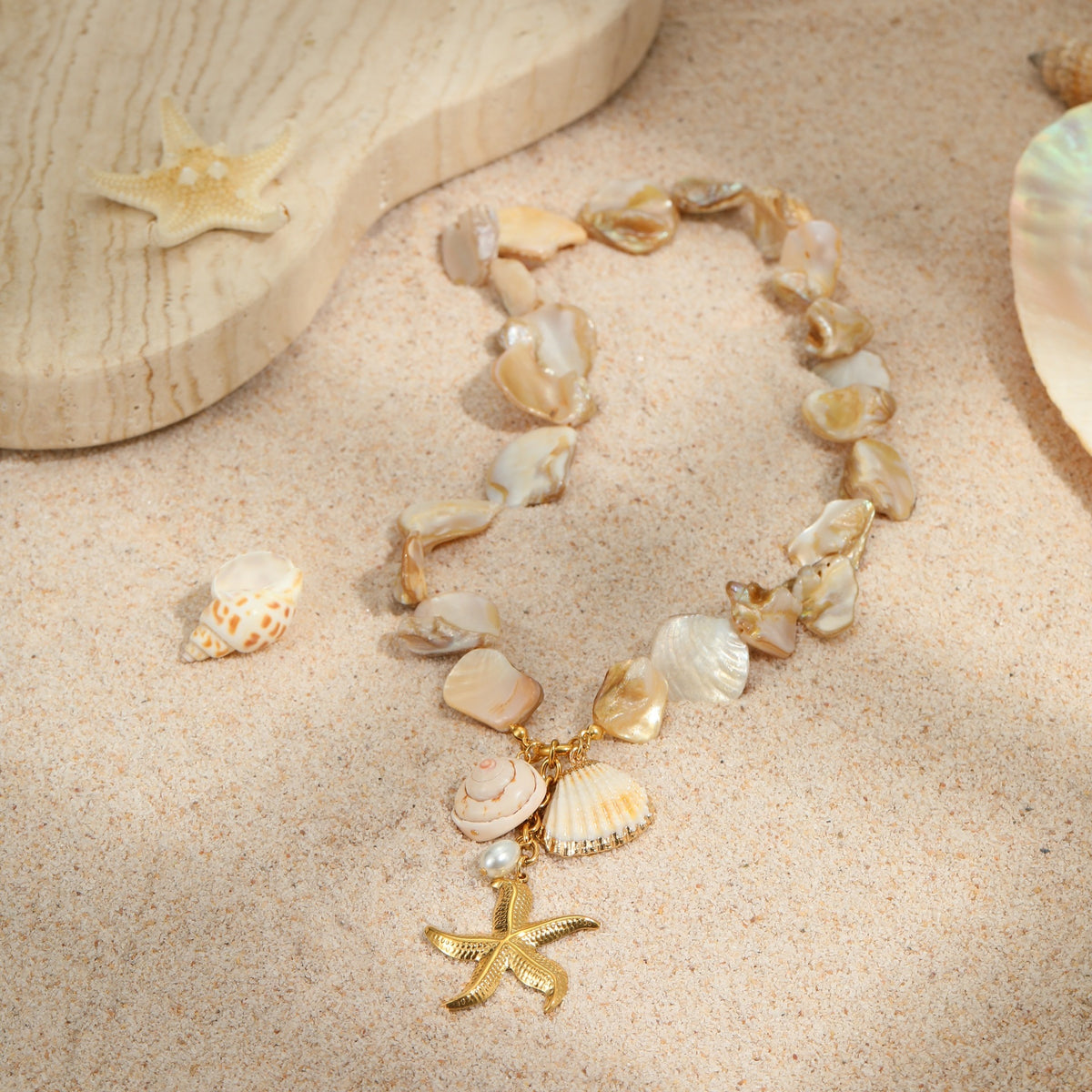 18k Gold Plated Titanium Steel Necklace Gorgeous Shell Jewelry
