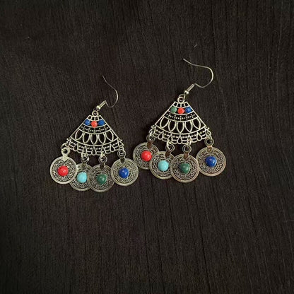 Vintage Jewelry Feather Tassel Earrings Bohemian Chandelier Earrings