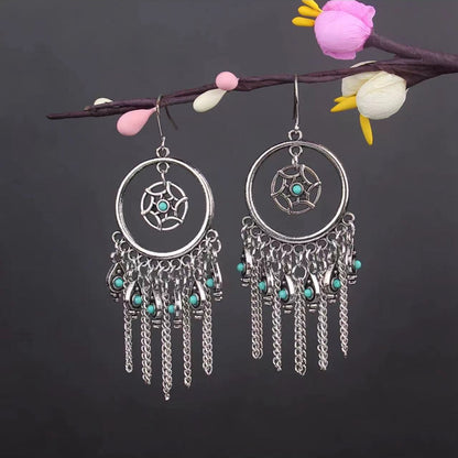 Vintage Jewelry Feather Tassel Earrings Bohemian Chandelier Earrings