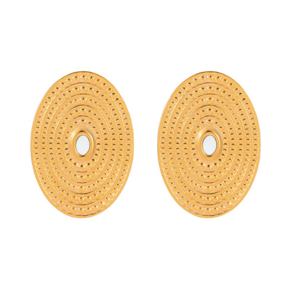 18k Gold Plated Oval Spiral Disc Earrings Gorgeous Titanium Jewelry