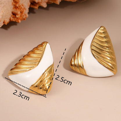 18k Gold Plated Stainless Steel Stud Earrings Gorgeous Vintage Jewelry