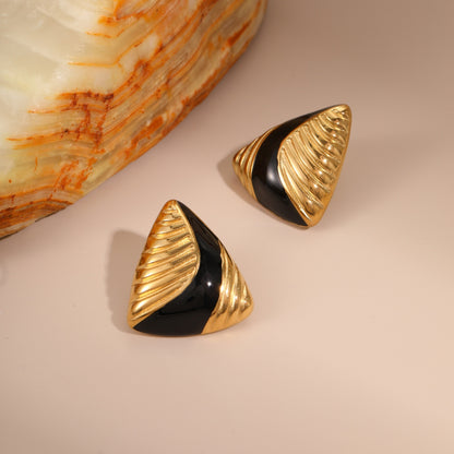 18k Gold Plated Stainless Steel Stud Earrings Gorgeous Vintage Jewelry