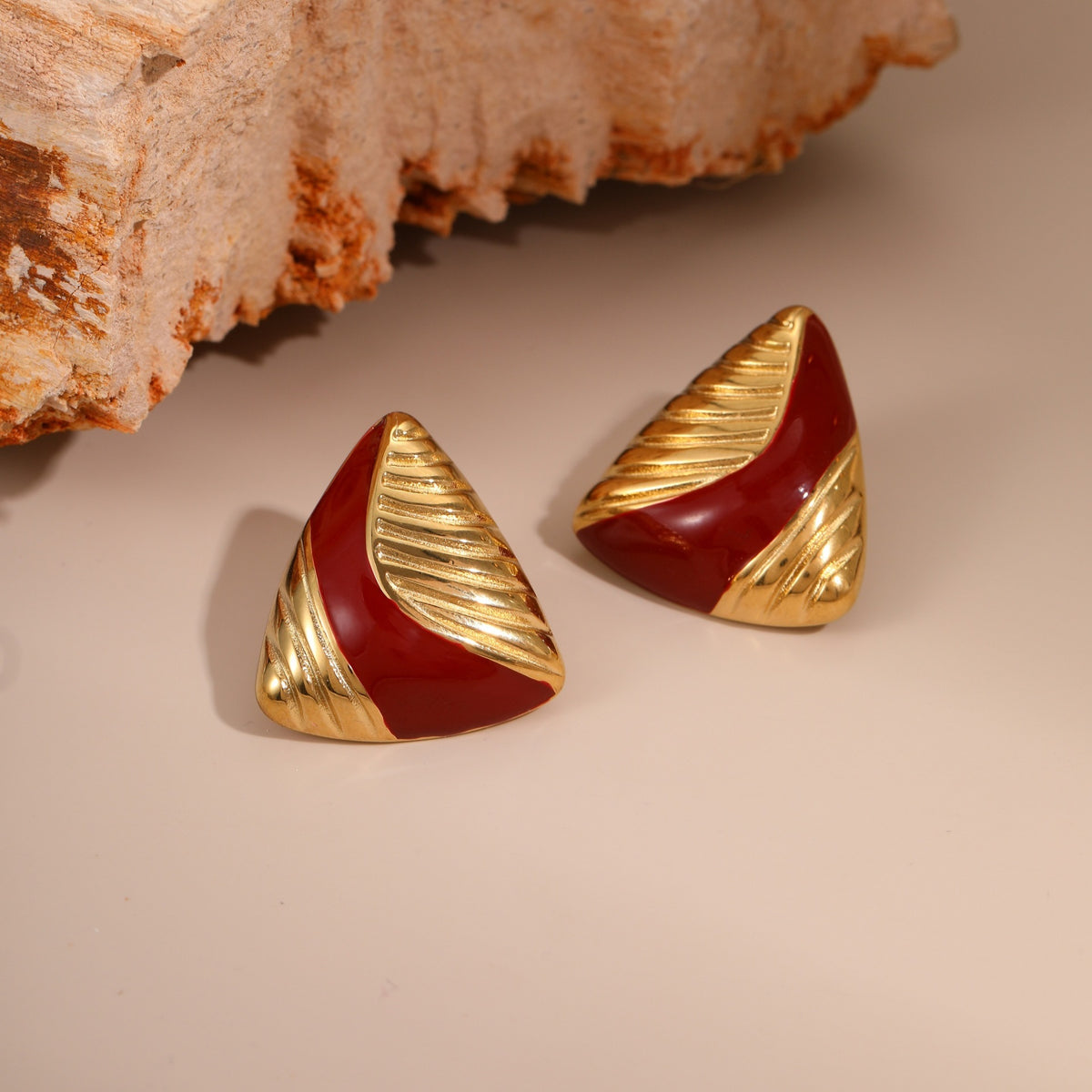 18k Gold Plated Stainless Steel Stud Earrings Gorgeous Vintage Jewelry