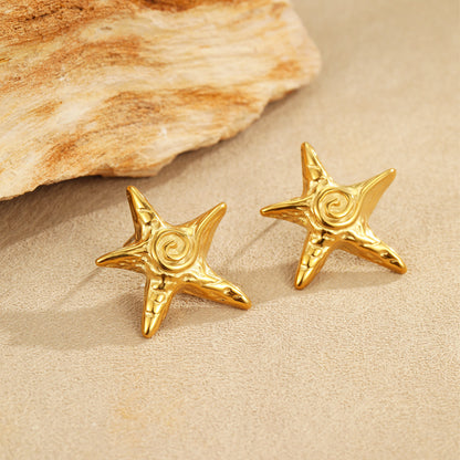 Gorgeous 18k Gold Plated Starfish Earrings Necklace Jewelry Set