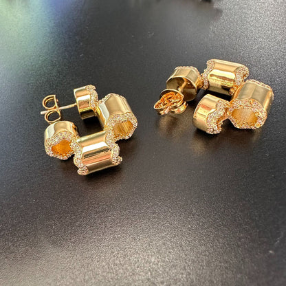 24K Gold Plated Earrings With 252 Diamonds Hypoallergenic Gorgeous Jewelry