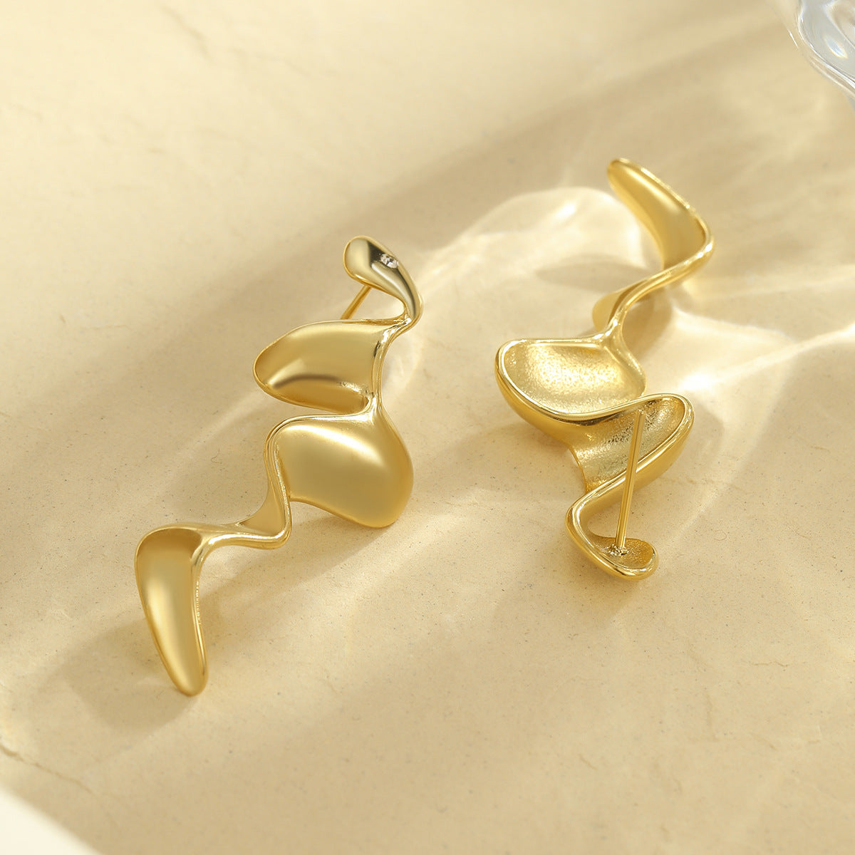 18k Gold Plated Snake Drop Earrings Gorgeous Jewelry