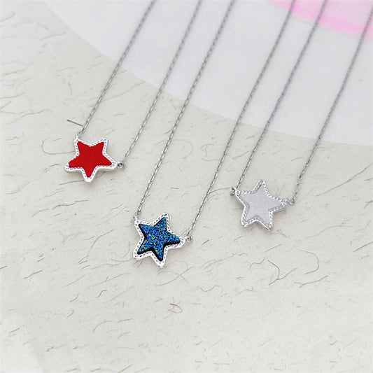 24K Gold Plated Hypoallergenic Brass Platinum Star Necklace