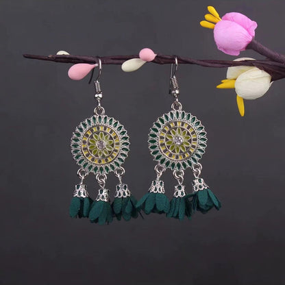Vintage Jewelry Feather Tassel Earrings Bohemian Chandelier Earrings