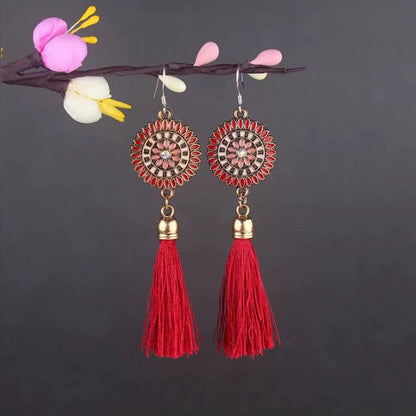Vintage Jewelry Feather Tassel Earrings Bohemian Chandelier Earrings
