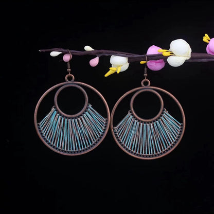 Vintage Jewelry Feather Tassel Earrings Bohemian Chandelier Earrings