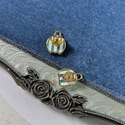24K Solid Gold Plated Enamel Suitcase Earrings