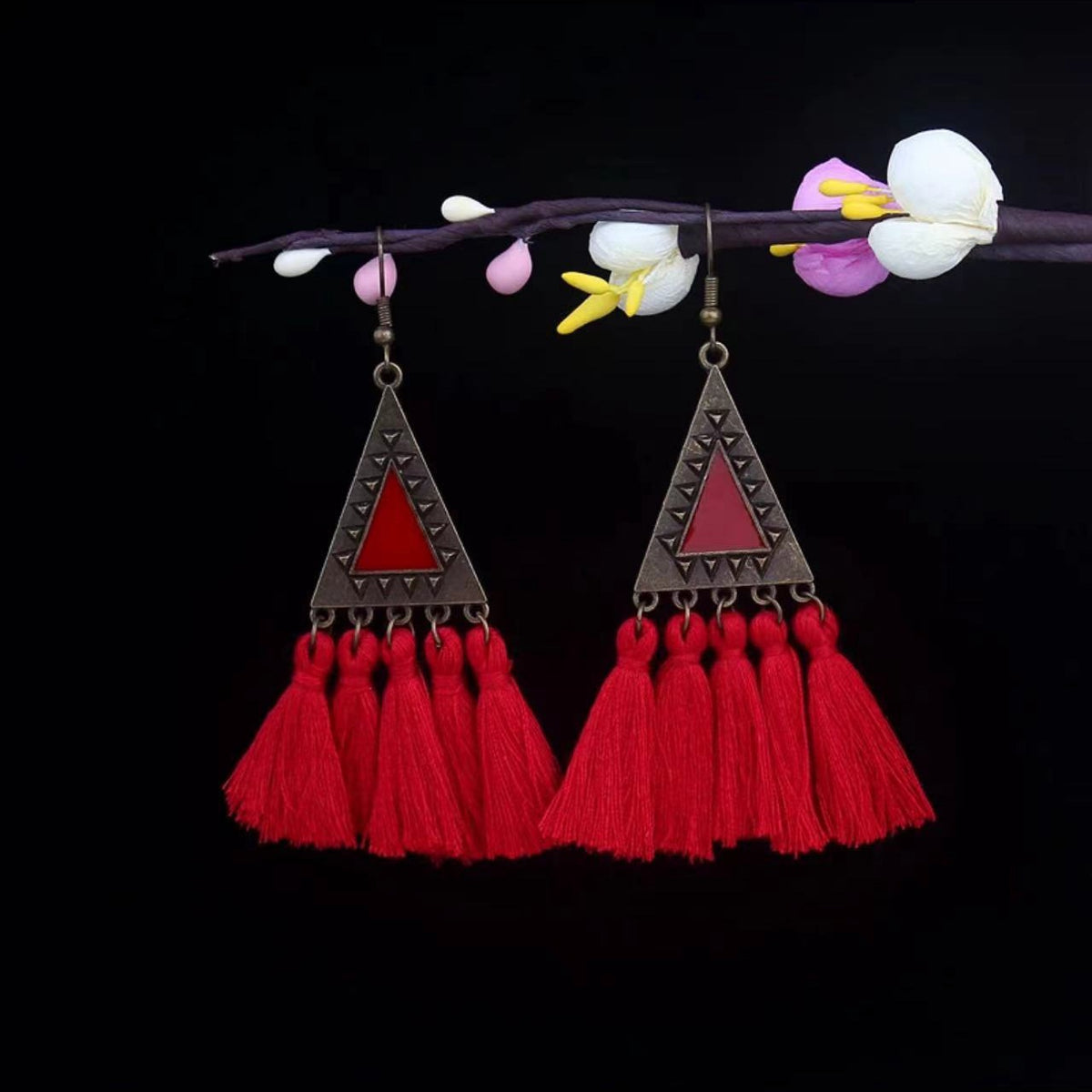 Vintage Jewelry Feather Tassel Earrings Bohemian Chandelier Earrings