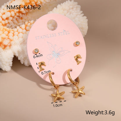 18k Gold Plated Diamonds Stainless Earrings Gorgeous 3-In-1 Jewelry Set