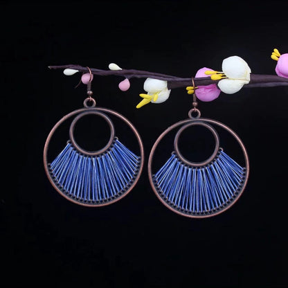 Vintage Jewelry Feather Tassel Earrings Bohemian Chandelier Earrings