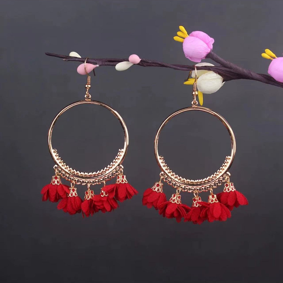 Vintage Jewelry Feather Tassel Earrings Bohemian Chandelier Earrings