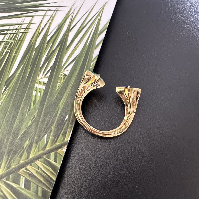 24K Gold Plated Meteor Gem Open Rings Hypoallergenic Gorgeous Jewelry