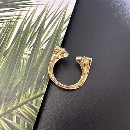 24K Gold Plated Meteor Gem Open Rings Hypoallergenic Gorgeous Jewelry