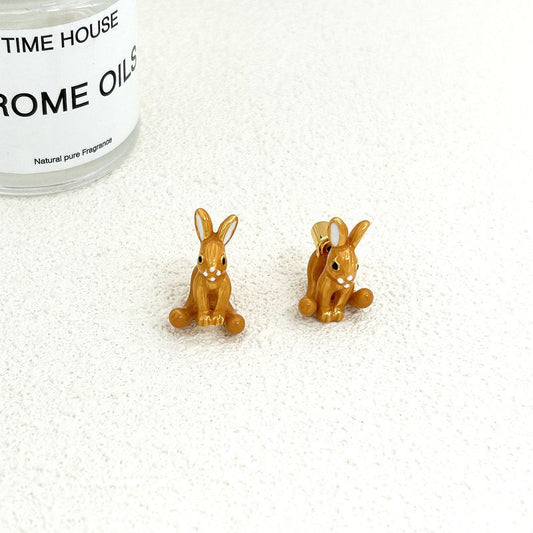 Enamel Earrings 24K Solid Gold Plated With Silver Needle