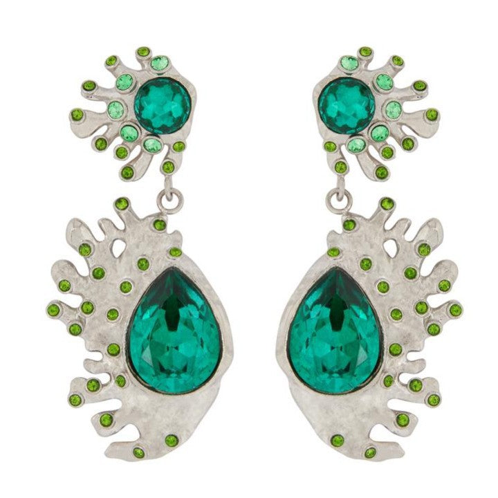 Pear-Shaped Cactus Drop Earrings Hypoallergenic Gold Plated Crystal Earring