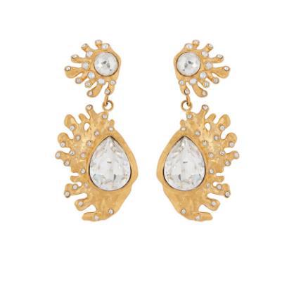 Pear-Shaped Cactus Drop Earrings Hypoallergenic Gold Plated Crystal Earring