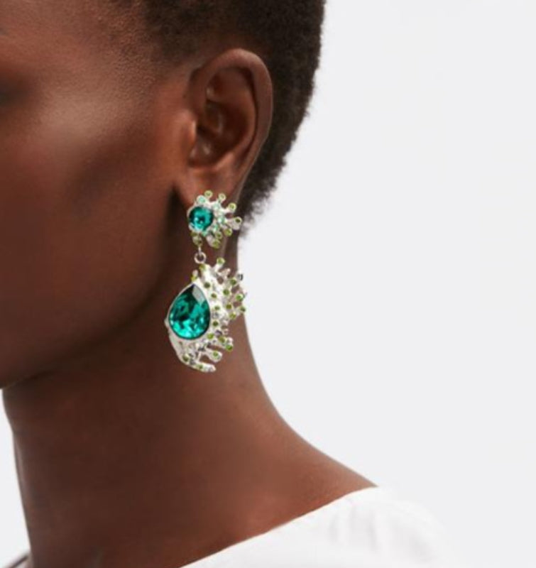 Pear-Shaped Cactus Drop Earrings Hypoallergenic Gold Plated Crystal Earring