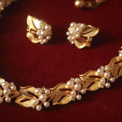 Pearl Floral Osmanthus Gold Vintage Jewelry Set