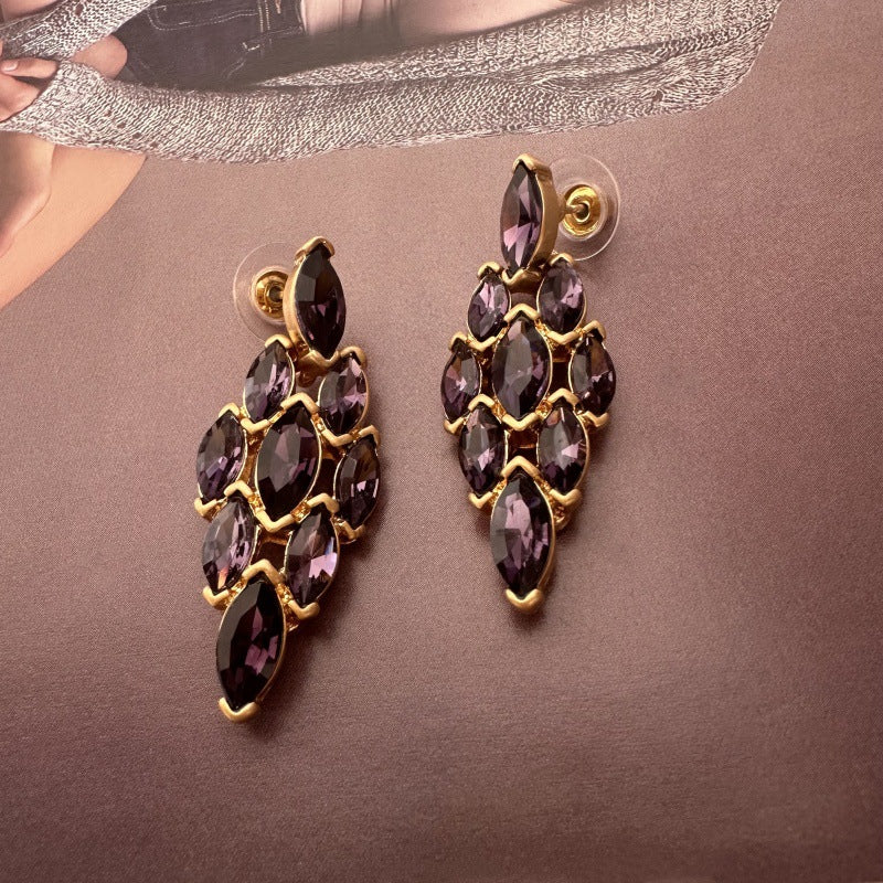Rhombic Diamond Chandelier Earrings Gold Plated