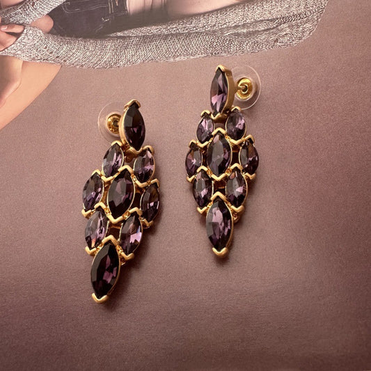 Rhombic Diamond Chandelier Earrings Gold Plated