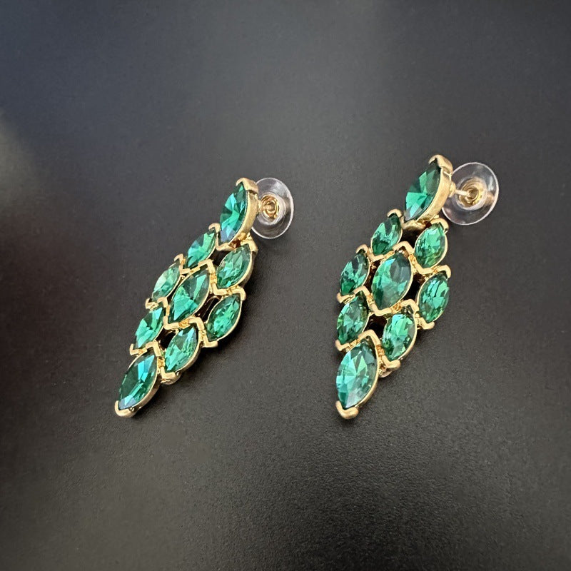 Rhombic Diamond Chandelier Earrings Gold Plated