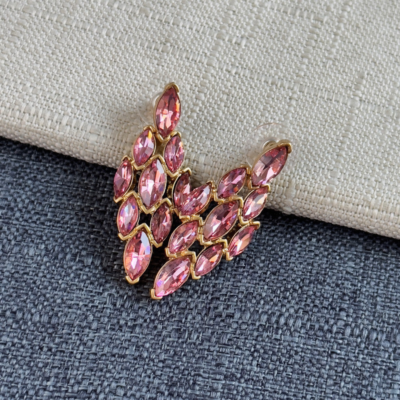 Rhombic Diamond Chandelier Earrings Gold Plated