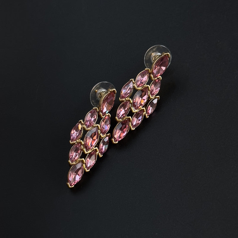 Rhombic Diamond Chandelier Earrings Gold Plated