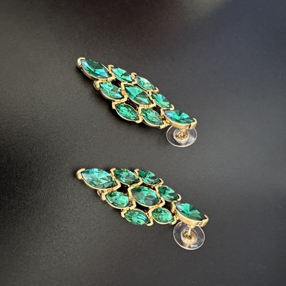 Rhombic Diamond Chandelier Earrings Gold Plated