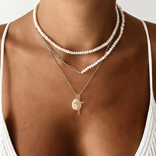 S925 Sterling Silver Gold Plated Cross Necklace Statue of Jesus Pendant