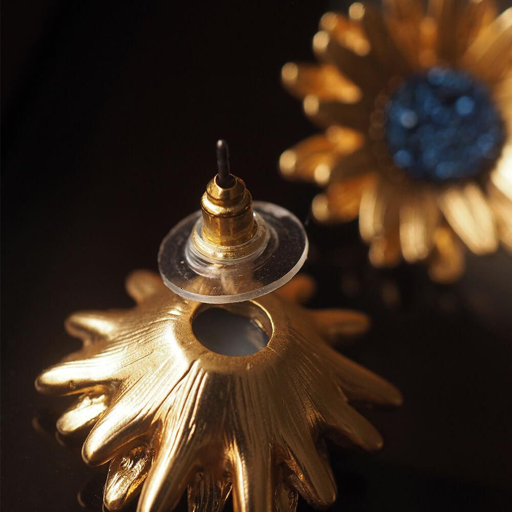 Vintage Jewelry Sunflower Gold Earrings