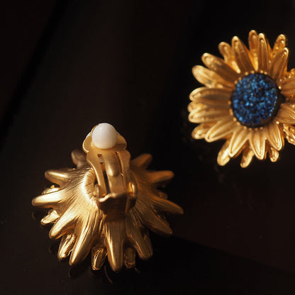 Vintage Jewelry Sunflower Gold Earrings