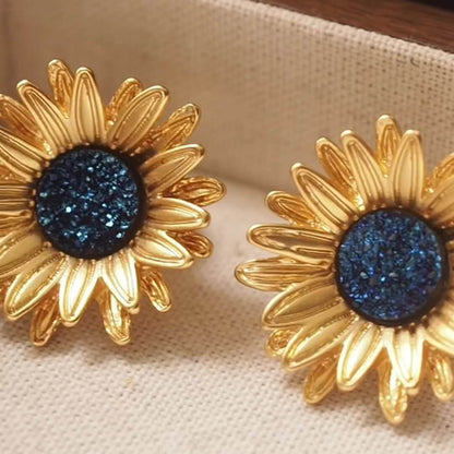 Vintage Jewelry Sunflower Gold Earrings