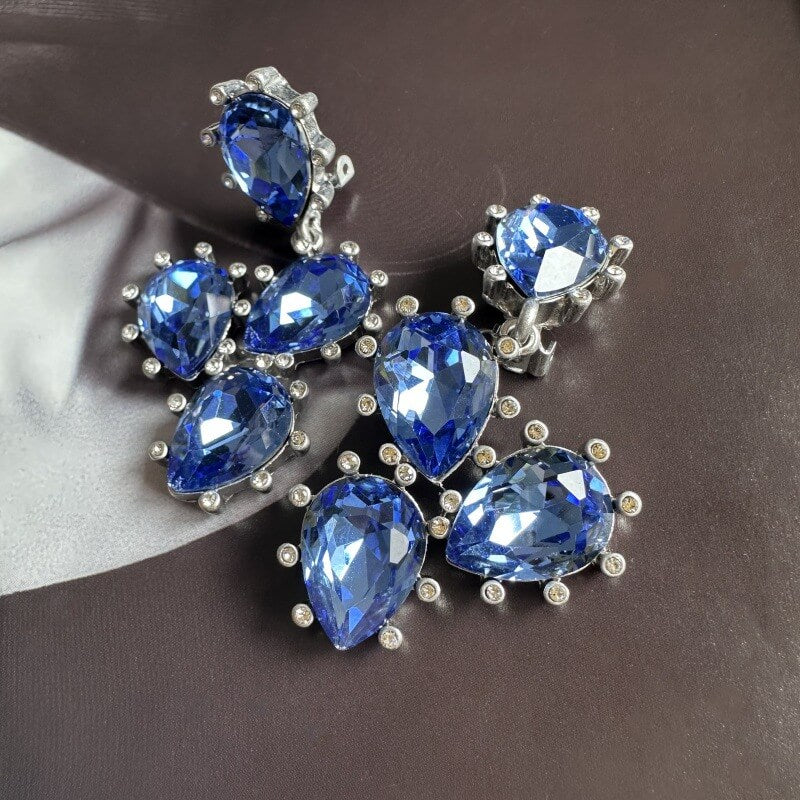 Shiny Diamonds Cactus Clip On Earrings Hypoallergenic Gold Plated Crystal Glass Earring