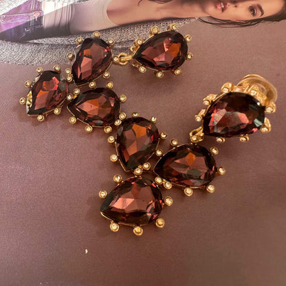 Shiny Diamonds Cactus Clip On Earrings Hypoallergenic Gold Plated Crystal Glass Earring