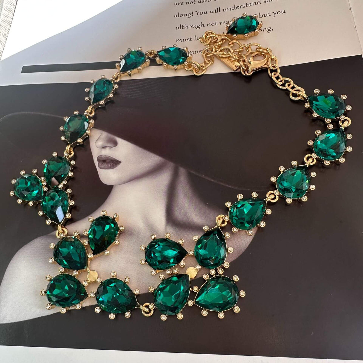 Shiny Diamonds Cactus Necklace Hypoallergenic Gold Plated Crystal Glass