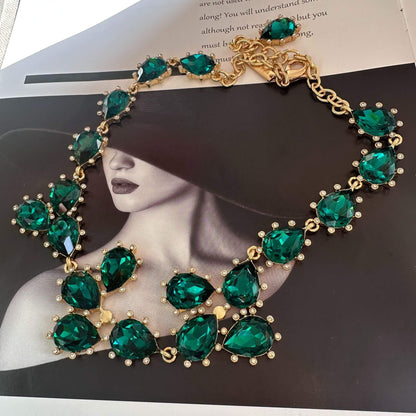 Shiny Diamonds Cactus Necklace Hypoallergenic Gold Plated Crystal Glass
