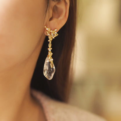 Vintage Crystal Jewelry Gold Diamond Earrings