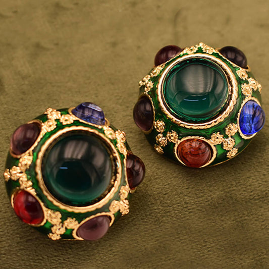Vintage Jewelry Colorful Glass Stud Earrings