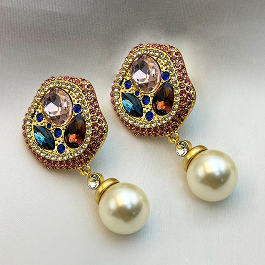 Vintage Jewelry Crystal Diamond Drop Earrings