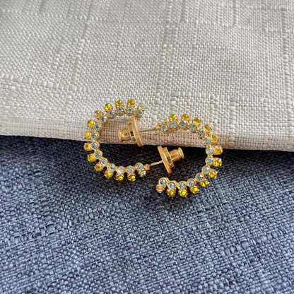 Vintage Jewelry Designer Diamond C Stud Earrings