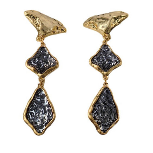 Vintage Jewelry Designer Gold Rhombus Earrings
