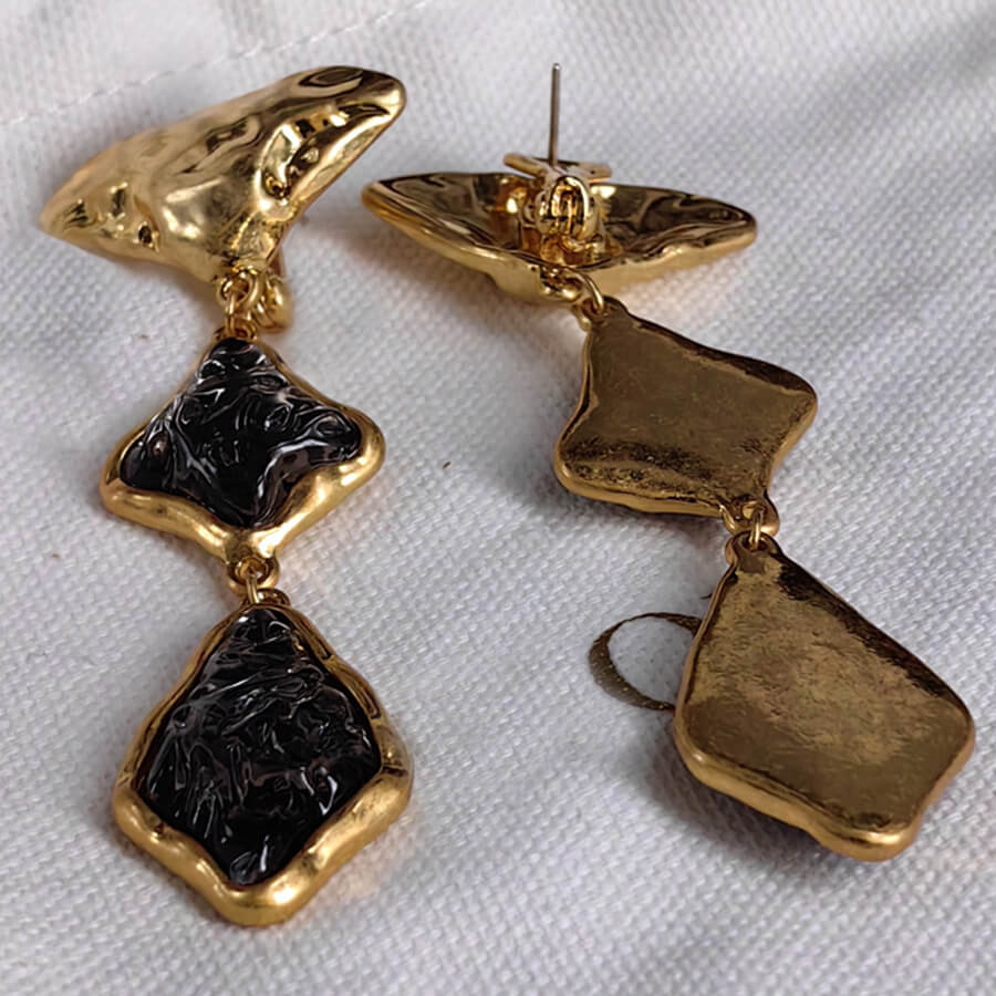 Vintage Jewelry Designer Gold Rhombus Earrings