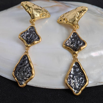 Vintage Jewelry Designer Gold Rhombus Earrings