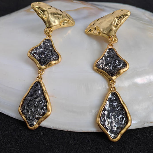 Vintage Jewelry Designer Gold Rhombus Earrings